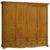 Armoire Penderie Pin Miel 4 Portes 4 Tiroirs