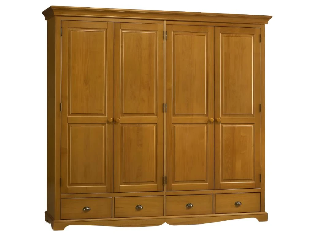 Armoire Penderie Pin Miel 4 Portes 4 Tiroirs 1 Armoire Penderie Pin Miel 4 Portes 4 Tiroirs