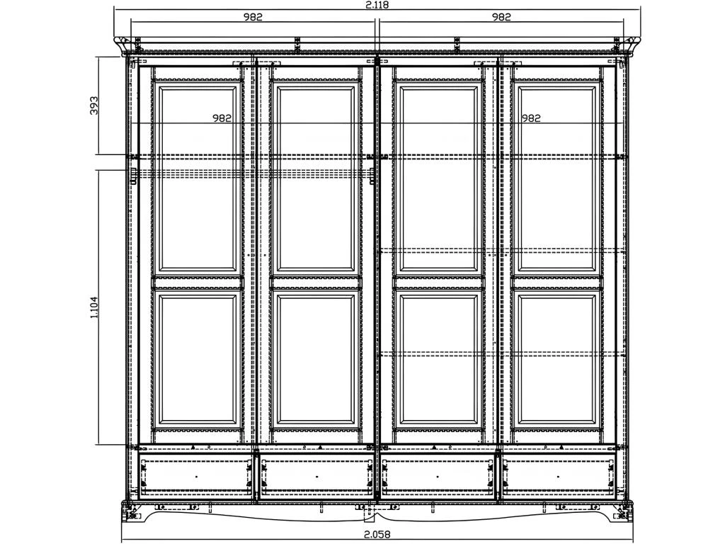 Armoire Penderie Pin Miel 4 Portes 4 Tiroirs 3 Armoire Penderie Pin Miel 4 Portes 4 Tiroirs – Image 3