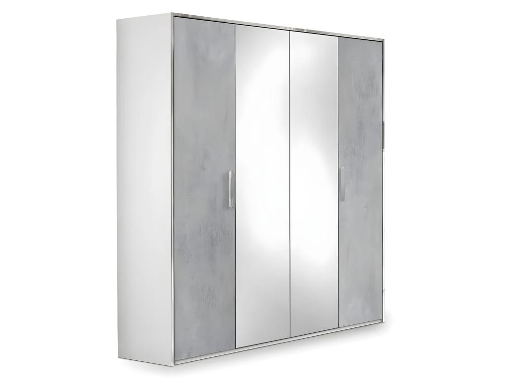 LANA - Armoire 4 Portes Avec Penderie Et Miroir 1 LANA - Armoire 4 Portes Avec Penderie Et Miroir