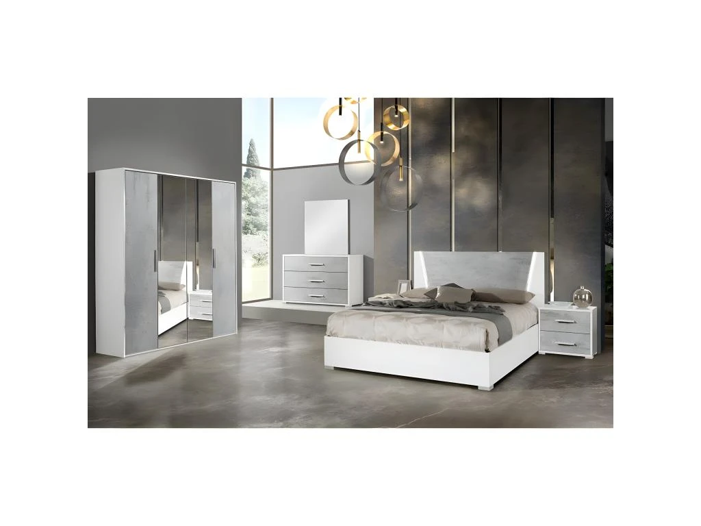 LANA - Armoire 4 Portes Avec Penderie Et Miroir 2 LANA - Armoire 4 Portes Avec Penderie Et Miroir – Image 2