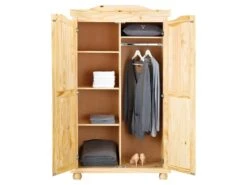 OLIVER - Armoire 2 Portes + Penderie Bois Massif Naturel -Fren Soldes Boutique armoire et dressing 10058737