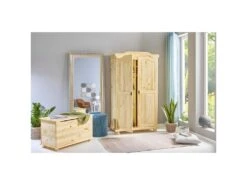 OLIVER - Armoire 2 Portes + Penderie Bois Massif Naturel -Fren Soldes Boutique armoire et dressing 10058739