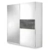 IZIA GRISE - Armoire 2 Portes Coulissantes Avec Miroir