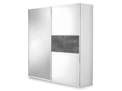 IZIA GRISE - Armoire 2 Portes Coulissantes Avec Miroir