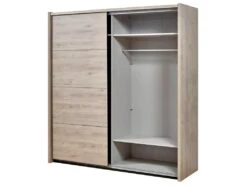 LETTY - Armoire 2 Portes Coulissantes 2m Aspect Bois Clair -Fren Soldes Boutique armoire et dressing 10059079