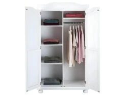 SYDNEY - Armoire 2 Portes + Penderie Bois Massif Vernis Blanc -Fren Soldes Boutique armoire et dressing 10059143