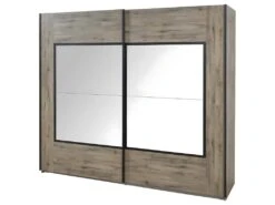 IRISA - Armoire 2 Portes Coulissantes 217cm Aspect Bois