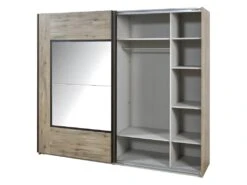 IRISA - Armoire 2 Portes Coulissantes 217cm Aspect Bois -Fren Soldes Boutique armoire et dressing 10059185