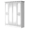 SOLAYA BLANCHE- Armoire 4 Portes Avec Miroir Central