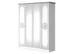 SOLAYA BLANCHE- Armoire 4 Portes Avec Miroir Central