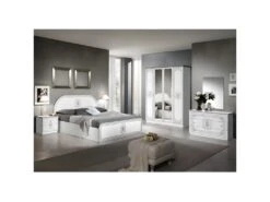 SOLAYA BLANCHE- Armoire 4 Portes Avec Miroir Central -Fren Soldes Boutique armoire et dressing 10059375
