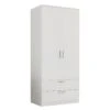 Armoire Dressing 2 Portes 2 Tiroirs Blanc