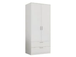 Armoire Dressing 2 Portes 2 Tiroirs Blanc