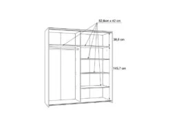 Armoire 2 Portes Coulissantes 5 Tablettes Blanc Laqué Miroir - JEIK -Fren Soldes Boutique armoire et dressing 10059431