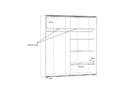 Armoire 2 Portes Coulissantes 5 Tablettes Blanc Laqué Miroir - JEIK -Fren Soldes Boutique armoire et dressing 10059433