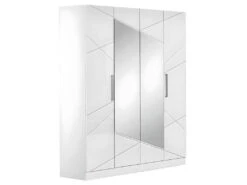MOZAYIK BLANCHE - Armoire 4 Portes Avec Miroir Central