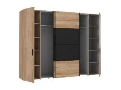 Armoire Portes Coulissantes Et Battantes Noir Et Chêne - KAMILA -Fren Soldes Boutique armoire et dressing 10059735