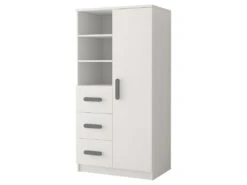 OLLIE - Armoire Chambre D'enfants - 3 Tiroirs + 5 étagères - 160x80x40 Cm - Poignées Colorées