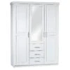 ALASKA - Armoire 3 Portes 1 Miroir Bois Massif Vernis Blanc