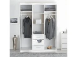 ALASKA - Armoire 3 Portes 1 Miroir Bois Massif Vernis Blanc 8 ALASKA - Armoire 3 Portes 1 Miroir Bois Massif Vernis Blanc -Fren Soldes Boutique armoire et dressing 10059971
