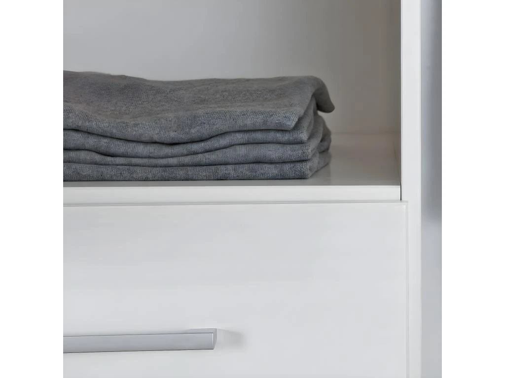 ALASKA - Armoire 3 Portes 1 Miroir Bois Massif Vernis Blanc 5 ALASKA - Armoire 3 Portes 1 Miroir Bois Massif Vernis Blanc – Image 5