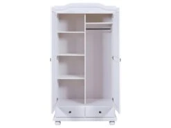 NEDER - Armoire 2 Portes Bois Massif Blanc -Fren Soldes Boutique armoire et dressing 10060135