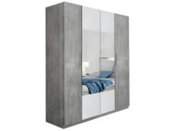 ABBY - Armoire 4 Portes Avec Miroir Central