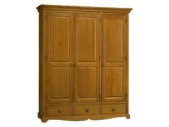 Armoire Penderie Pin Miel 3 Portes 3 T