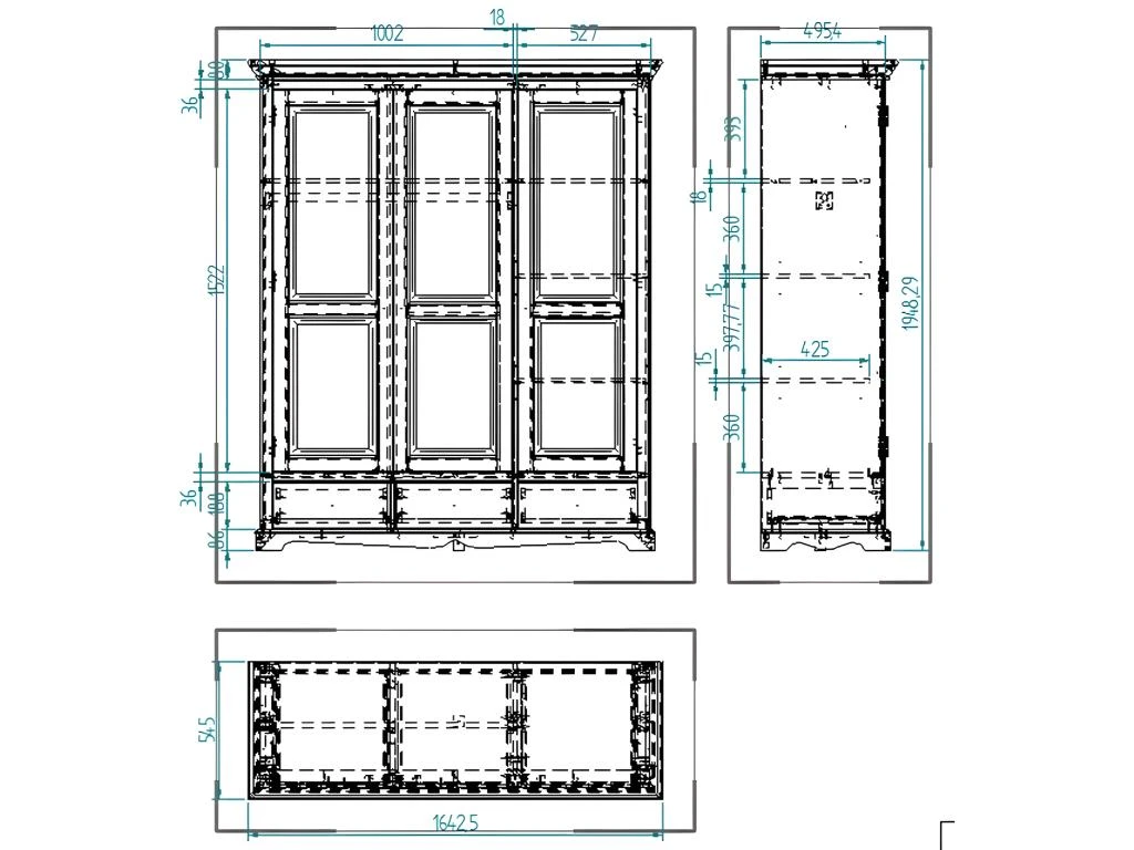Armoire Penderie Pin Miel 3 Portes 3 T 3 Armoire Penderie Pin Miel 3 Portes 3 T – Image 3