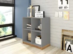 Rayonnage Bas Gris Mat Haut 76 Cm 4 Niches -Fren Soldes Boutique armoire et dressing 10060411