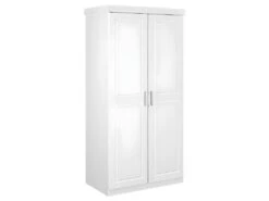 ALASKA - Armoire 2 Portes + Penderie Bois Massif Vernis Blanc