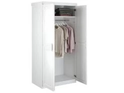 ALASKA - Armoire 2 Portes + Penderie Bois Massif Vernis Blanc -Fren Soldes Boutique armoire et dressing 10345659