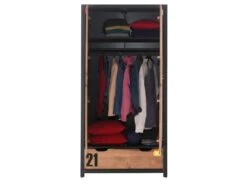 TCHAD - Armoire 2 Portes 1 Tiroir En Pin Massif Avec Motifs -Fren Soldes Boutique armoire et dressing 10451153