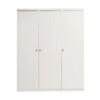 CLEO - Armoire 3 Portes Effet Lambris Blanc Laqué