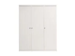 CLEO - Armoire 3 Portes Effet Lambris Blanc Laqué