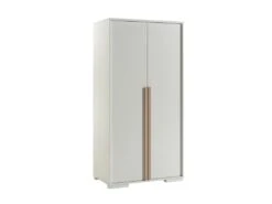 NASH WHITE - Armoire 2 Portes Blanche Et Bois