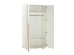 NASH WHITE - Armoire 2 Portes Blanche Et Bois -Fren Soldes Boutique armoire et dressing 10479407