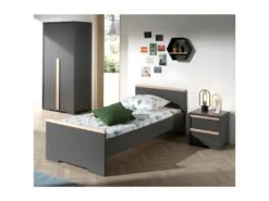 NASH DARK - Armoire 2 Portes Anthracite Et Bois 7 NASH DARK - Armoire 2 Portes Anthracite Et Bois -Fren Soldes Boutique armoire et dressing 10479417