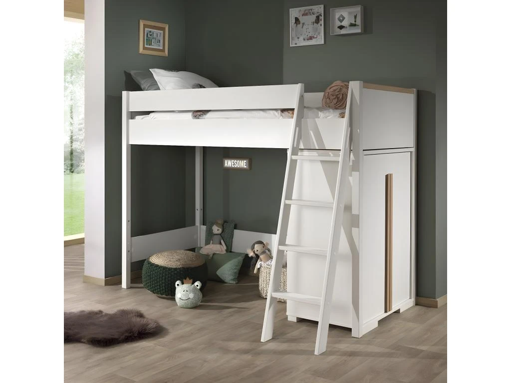 NASH WHITE - Armoire Basse 2 Portes Blanc Et Bois 4 NASH WHITE - Armoire Basse 2 Portes Blanc Et Bois – Image 4