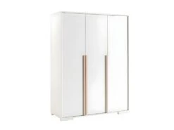 NASH WHITE - Armoire 3 Portes Blanche Et Bois