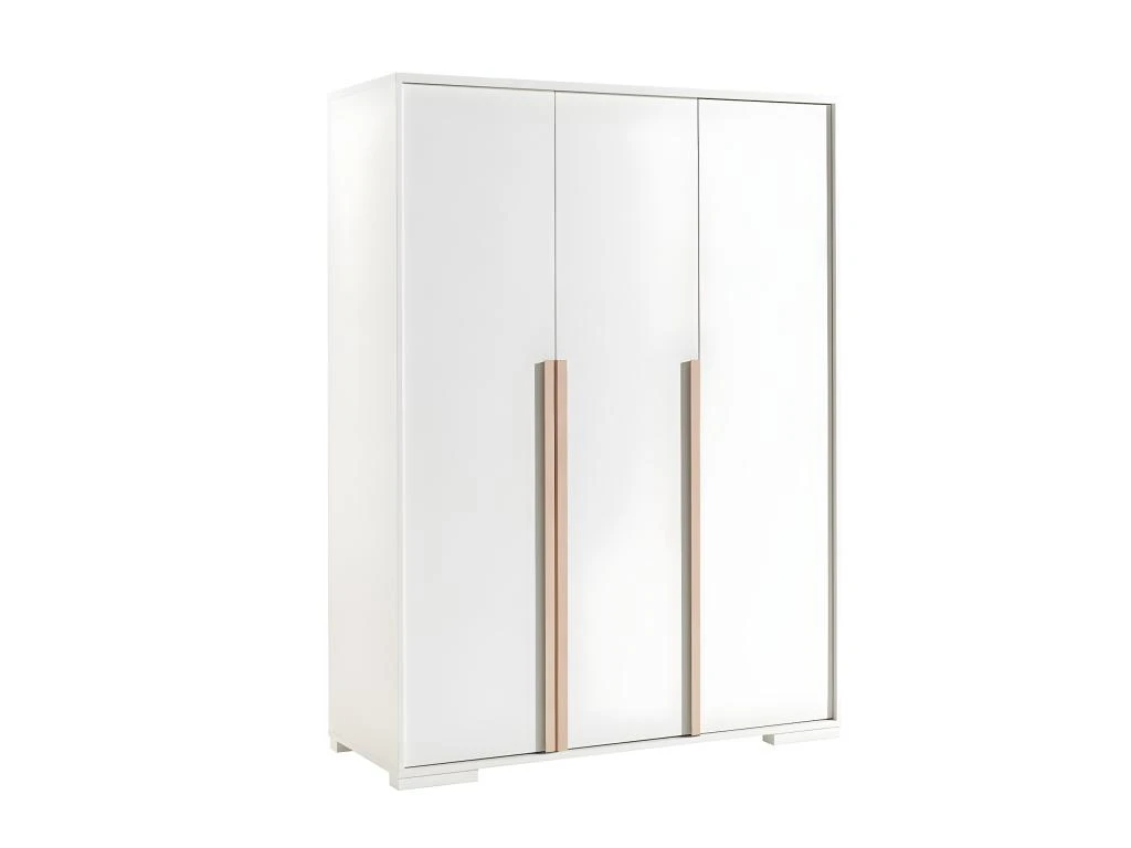 NASH WHITE - Armoire 3 Portes Blanche Et Bois 1 NASH WHITE - Armoire 3 Portes Blanche Et Bois
