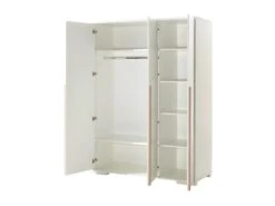 NASH WHITE - Armoire 3 Portes Blanche Et Bois 6 NASH WHITE - Armoire 3 Portes Blanche Et Bois -Fren Soldes Boutique armoire et dressing 10479449