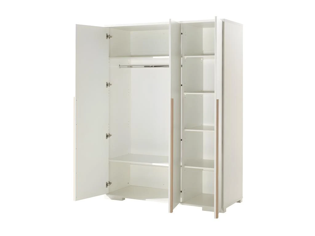 NASH WHITE - Armoire 3 Portes Blanche Et Bois 3 NASH WHITE - Armoire 3 Portes Blanche Et Bois – Image 3
