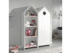 HAVRE - Pack Bibliothèque + Armoire 1 Porte Blanche