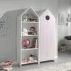 HAVRE - Pack Bibliothèque + Armoire 1 Porte Rose