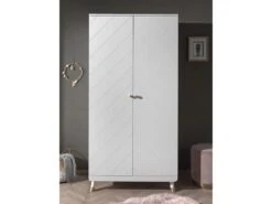 TINY WHITE - Armoire 2 Portes Blanche Motif Graphique -Fren Soldes Boutique armoire et dressing 10550799