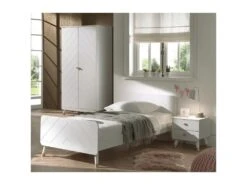 TINY WHITE - Armoire 2 Portes Blanche Motif Graphique -Fren Soldes Boutique armoire et dressing 10550801