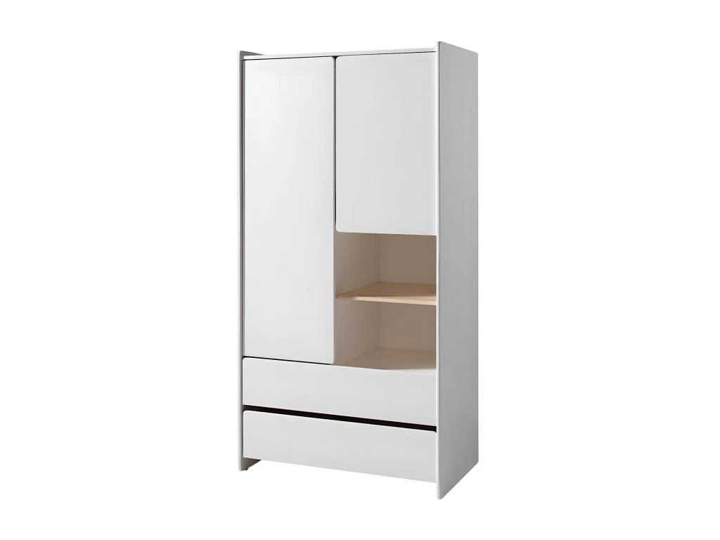 BODHI WHITE - Armoire 2 Portes 2 Tiroirs Blanche Et Bois 1 BODHI WHITE - Armoire 2 Portes 2 Tiroirs Blanche Et Bois
