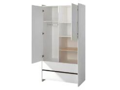 BODHI WHITE - Armoire 2 Portes 2 Tiroirs Blanche Et Bois 6 BODHI WHITE - Armoire 2 Portes 2 Tiroirs Blanche Et Bois -Fren Soldes Boutique armoire et dressing 10550815